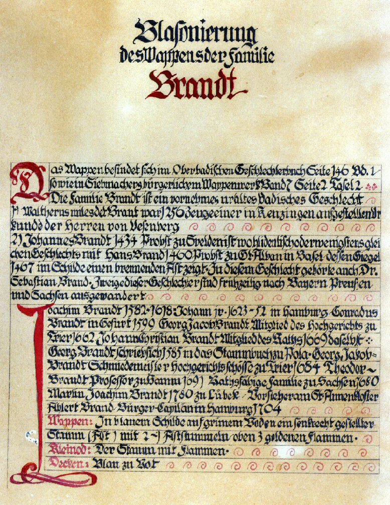 Blasonierung des Wappens der Brandt